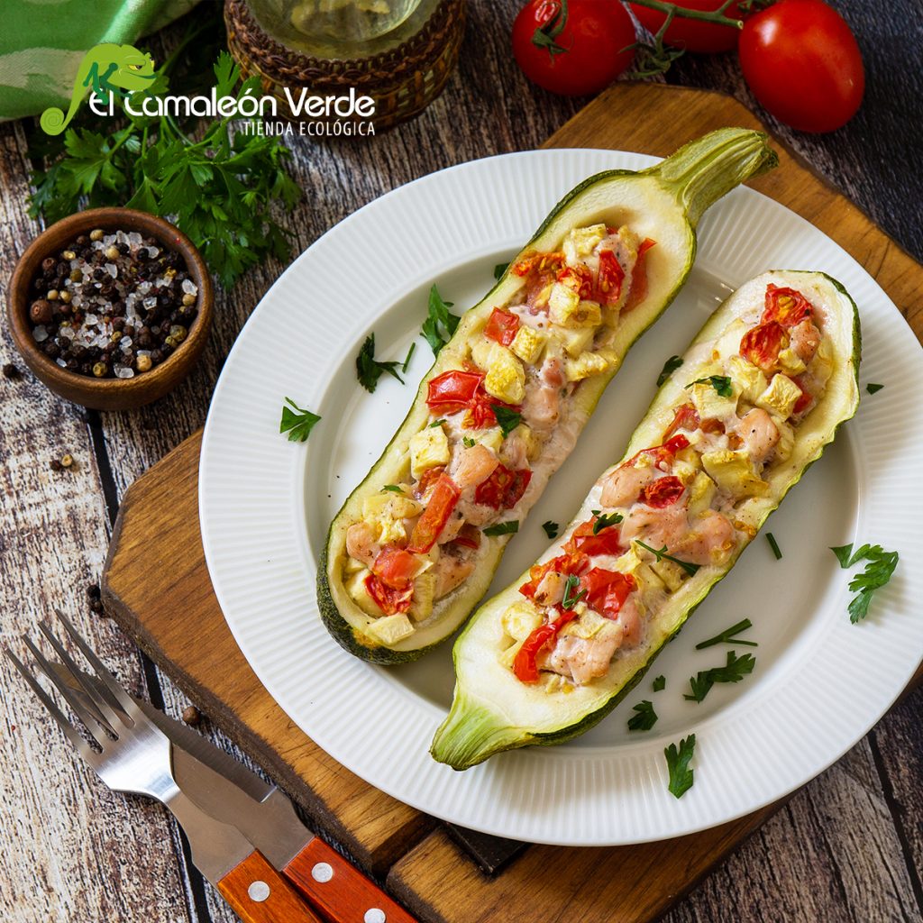 calabacín relleno de pollo y langostinos calabacín relleno de pollo y langostinos